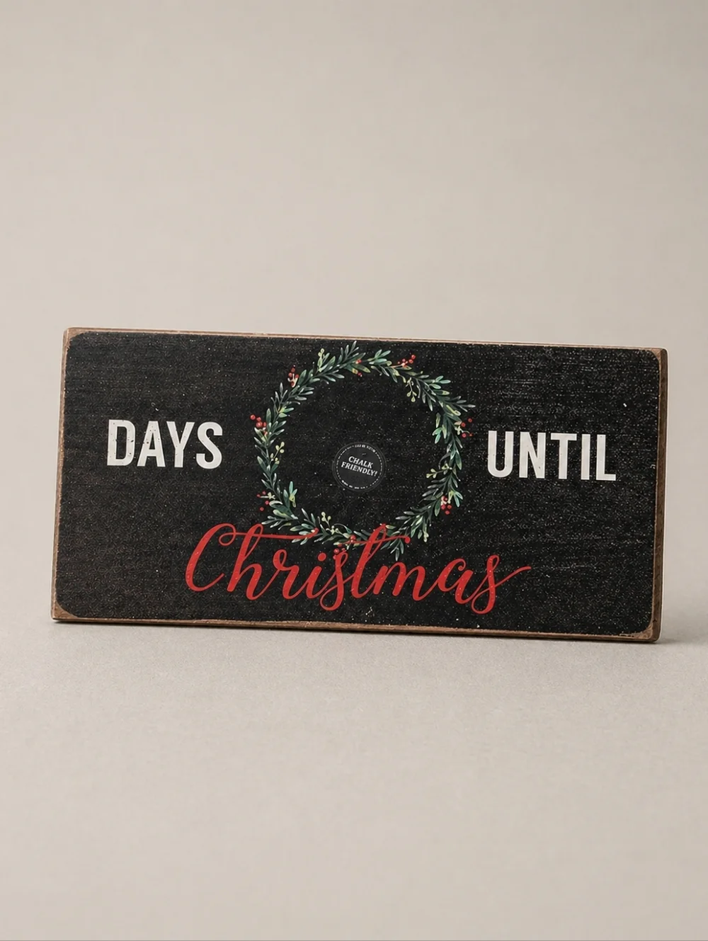 Rustic Wood Days Until Christmas Countdown Chalkboard Sign - Brown/Red 11